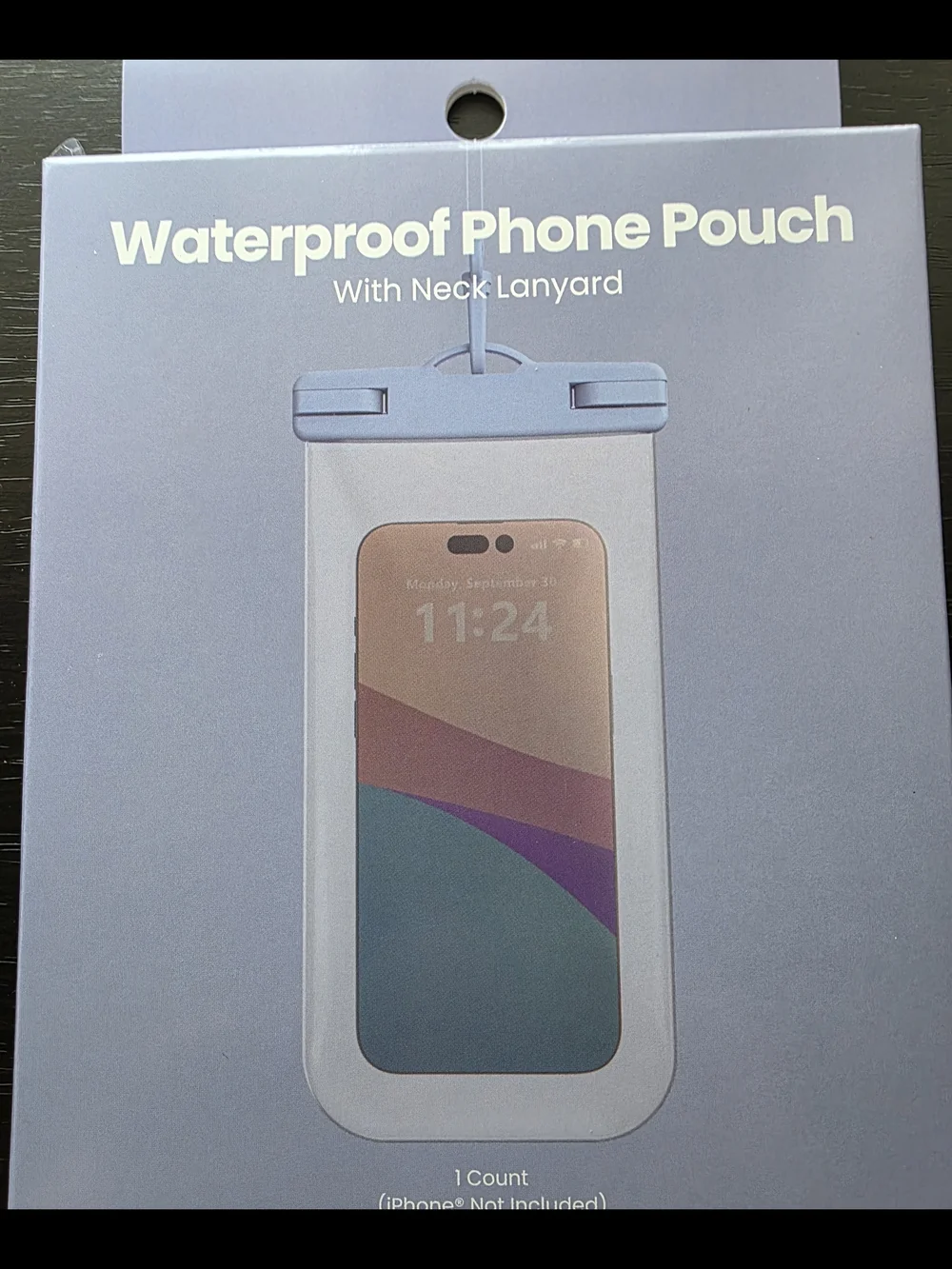 Waterproof Phone Pouch with Neck Lanyard - Light Blue Seal